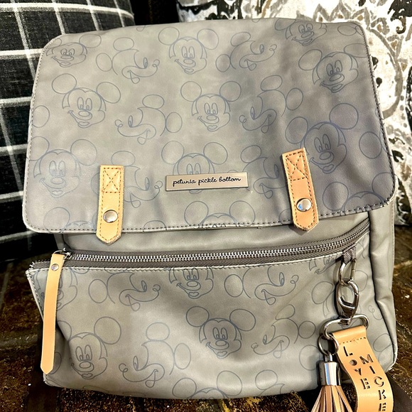 Petunia Pickle bottom diaper bag in gray- Mickey Mouse themed - Picture 1 of 10